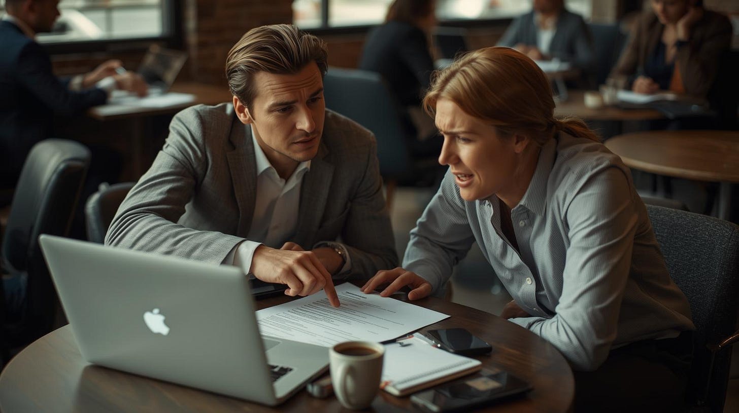 mentor giving resume feedback to job seeker in modern café setting