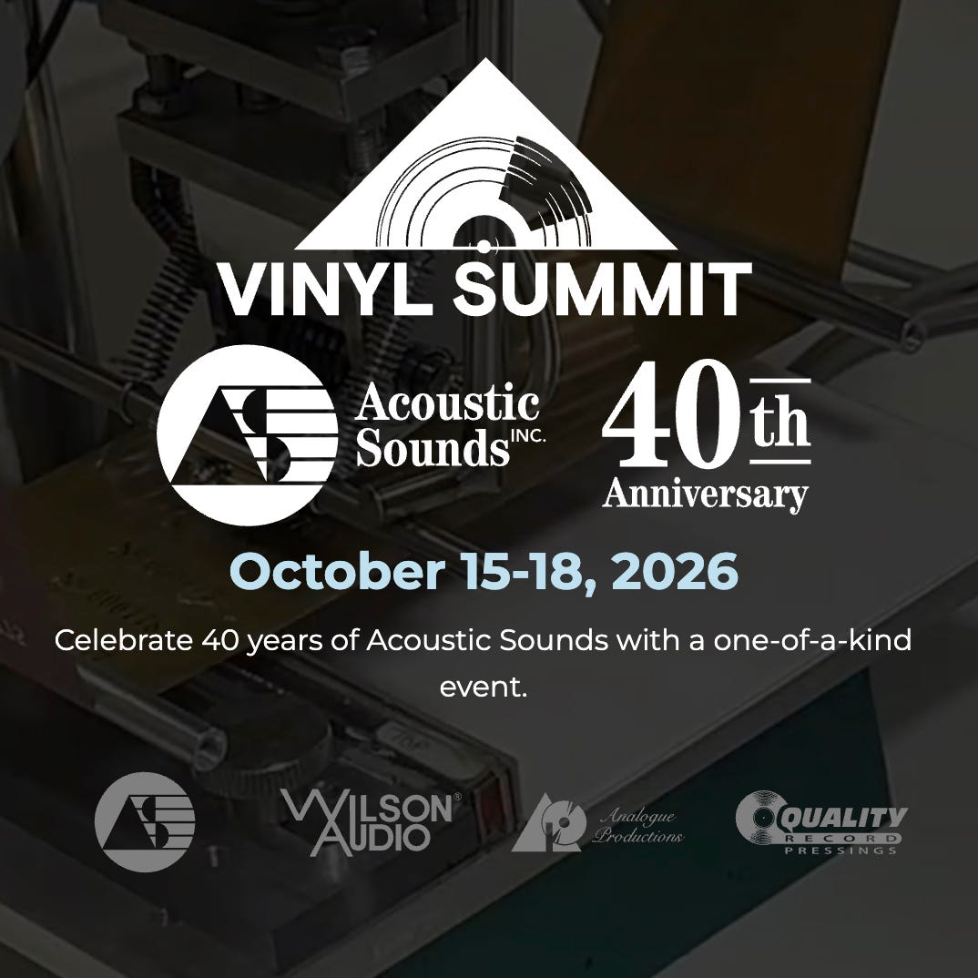 TVD Radar: The Inaugural Vinyl Summit, Celebrating 40 Years of Acoustic  Sounds, 10/15–10/18