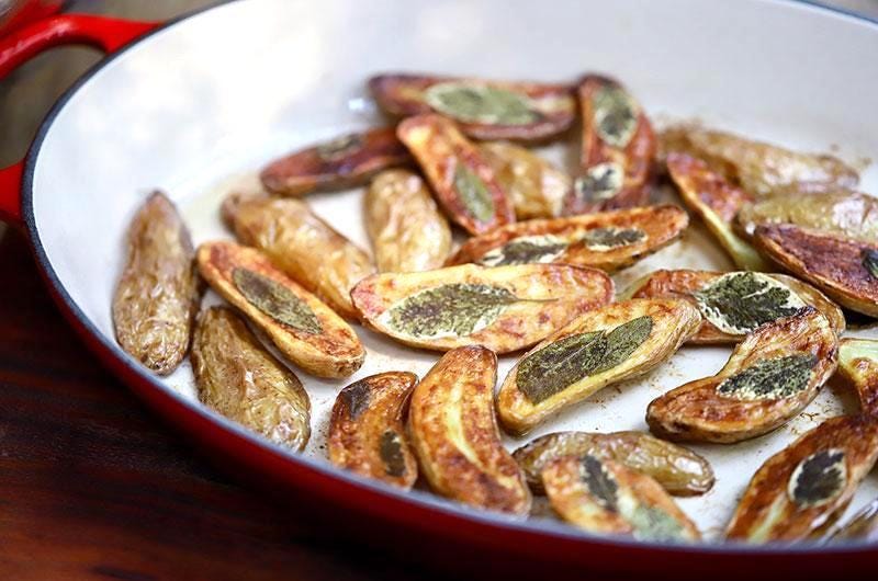roasted fingerlings with sage leaves, Cook the Vineyard