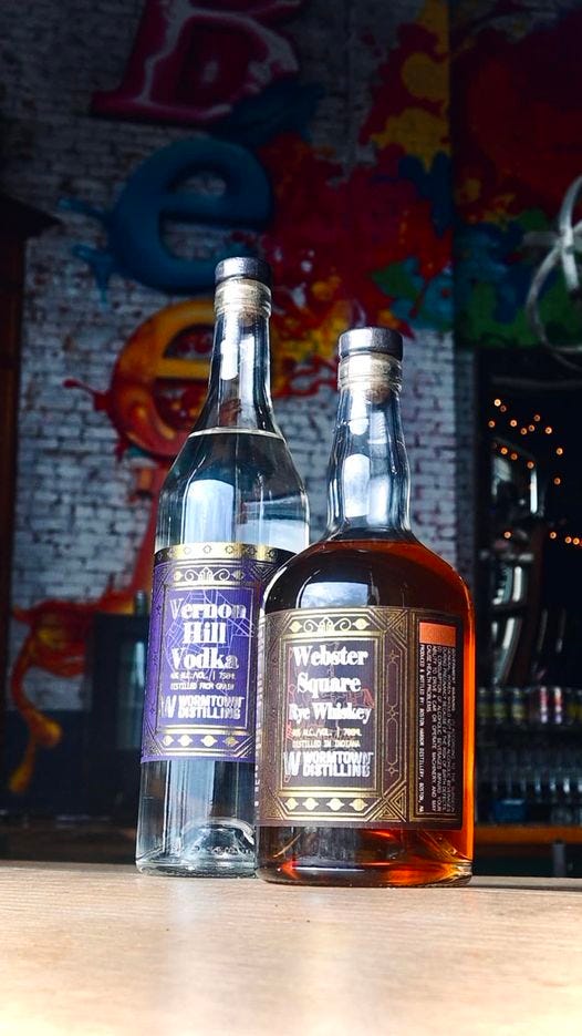 May be an image of drink, indoor and text that says 'Hill Vodka ANO Webster Square'