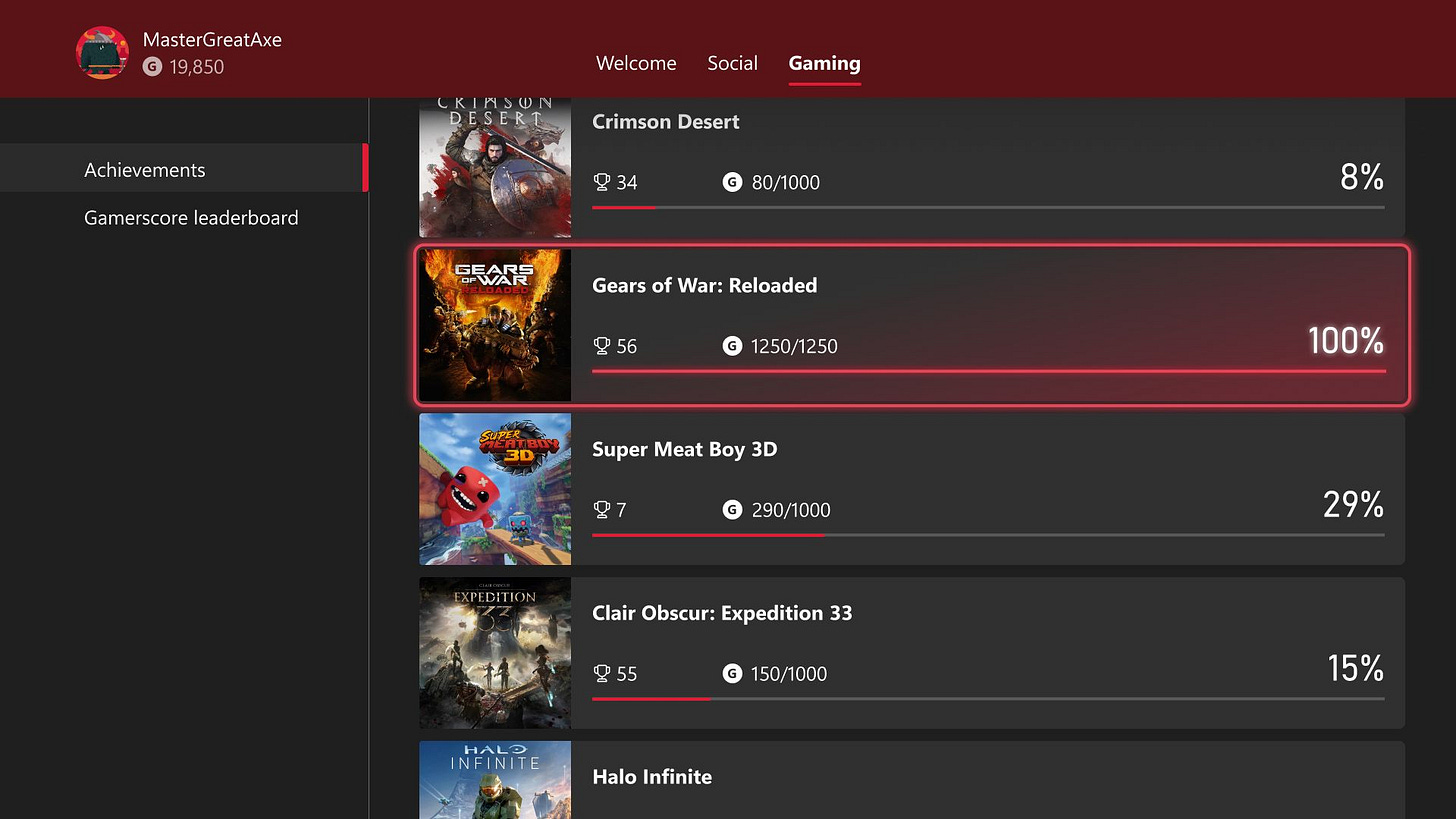 Xbox Achievements overhaul