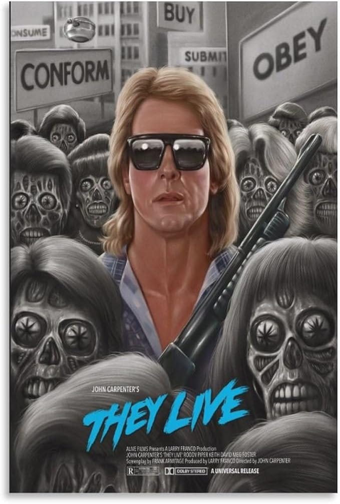 Aesthetic Posters They Live Movie Poster Canvas Art Poster And Wall Art Picture Print Modern Family Bedroom Decor Posters 16x24inch(40x60cm)