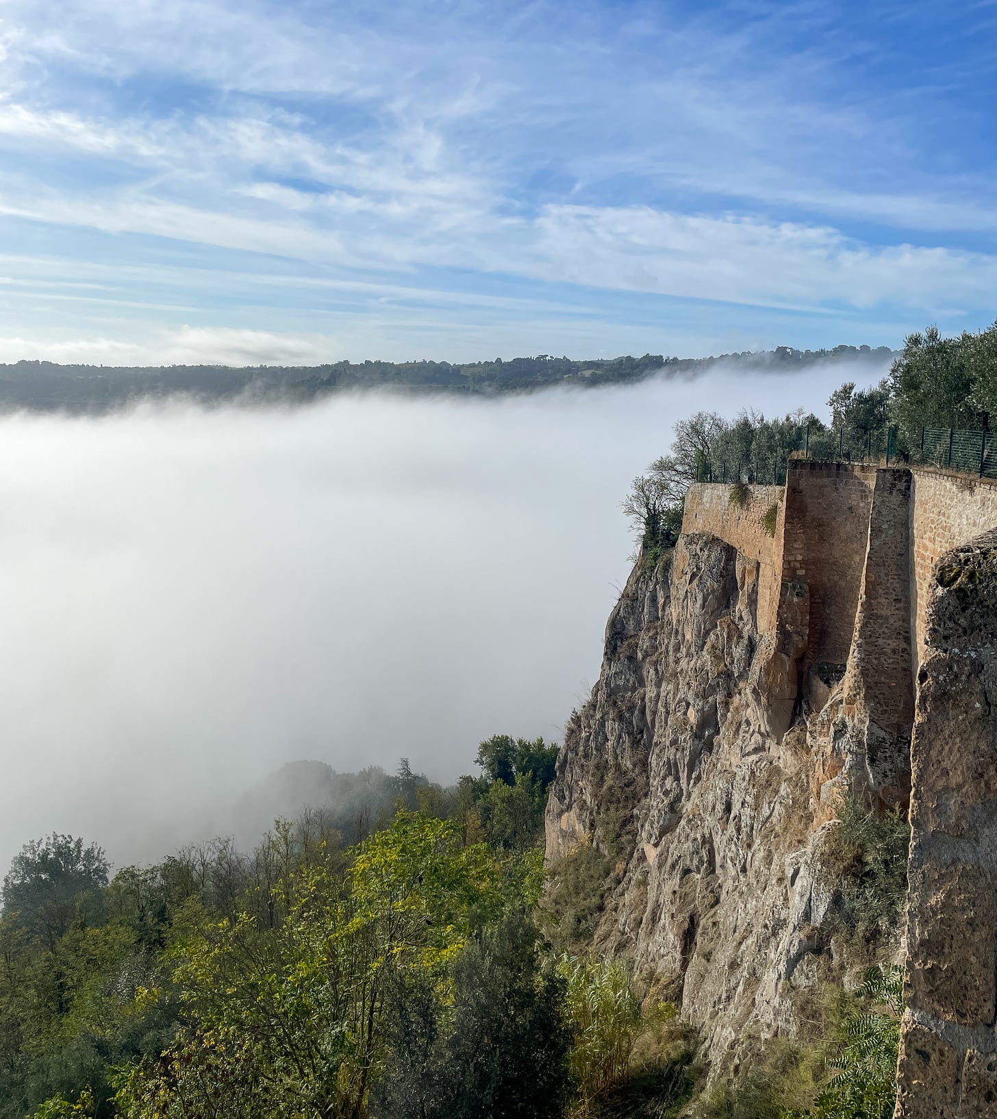 Fog fills the valley around Orvieto, Italy