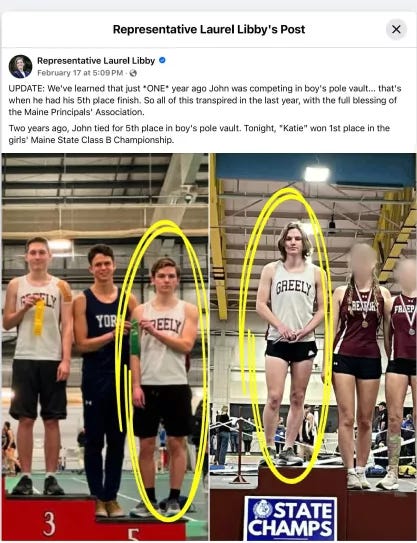 Rep. Libby's Facebook post of trans athlete