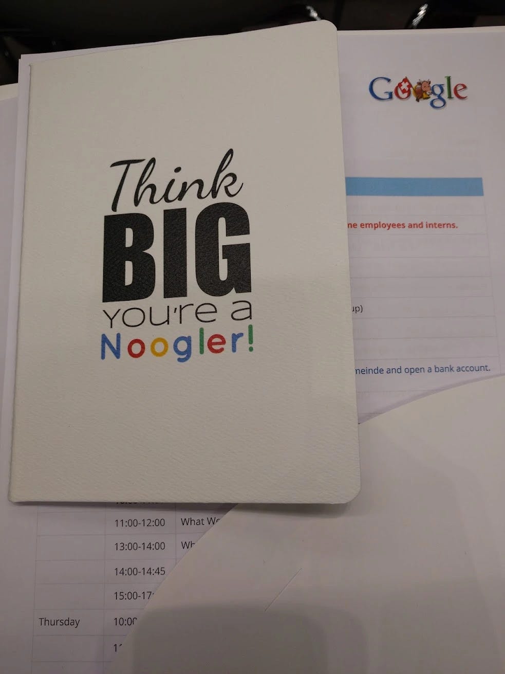 Google Noogler welcome materials Google Noogler welcome materials