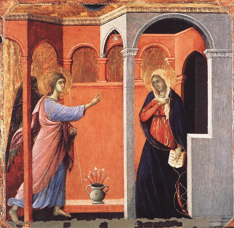 the Annunciation, a Maesta panel the Annunciation, a Maesta panel