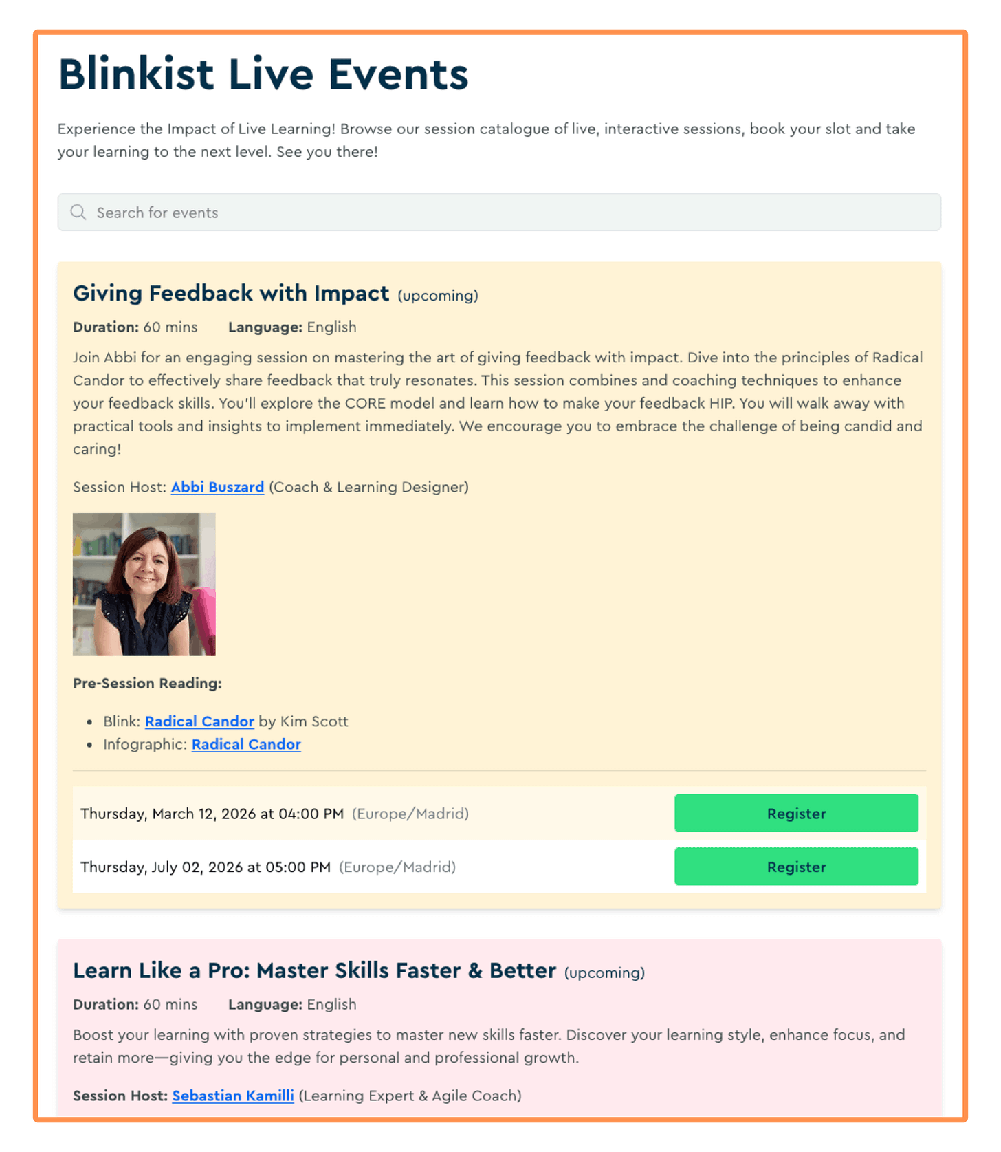 Blinkist Live Events Blinkist Live Events