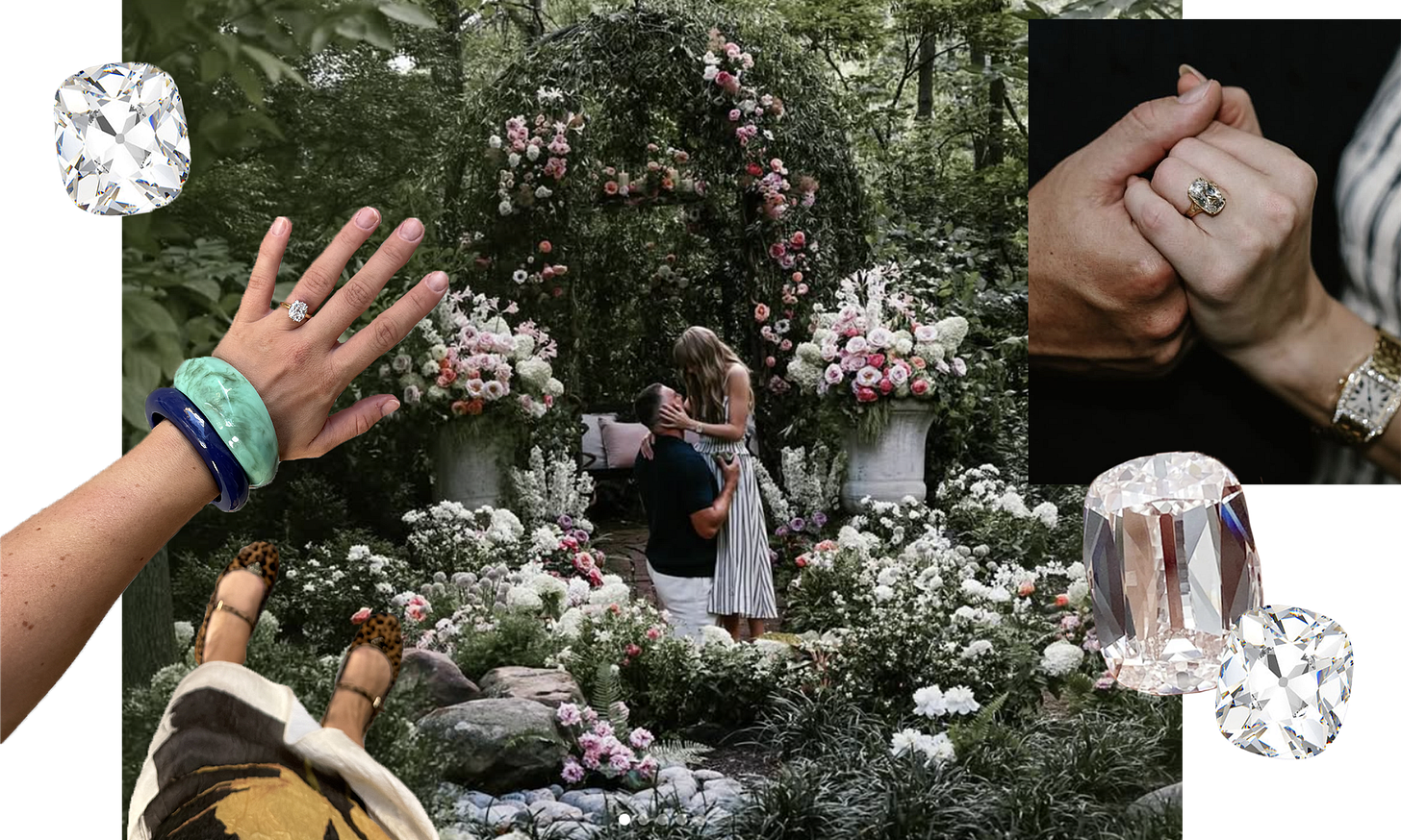 Images of Taylor Swift's old mine cut diamond engagement ring