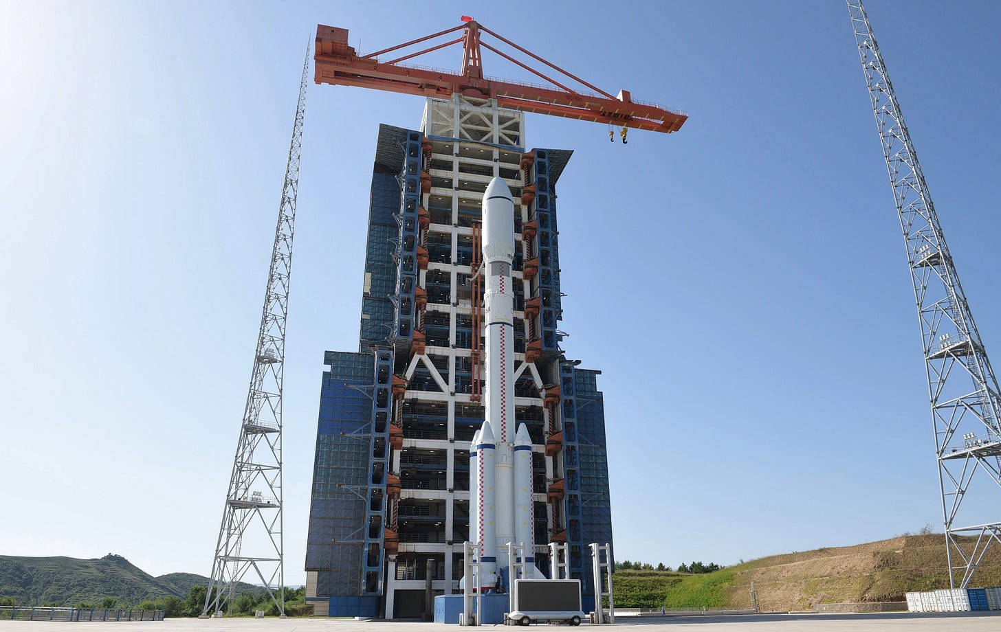 The Long March 6A Y10 vehicle at Launch Complex 9A ahead of its mission. The Long March 6A Y10 vehicle at Launch Complex 9A ahead of its mission.