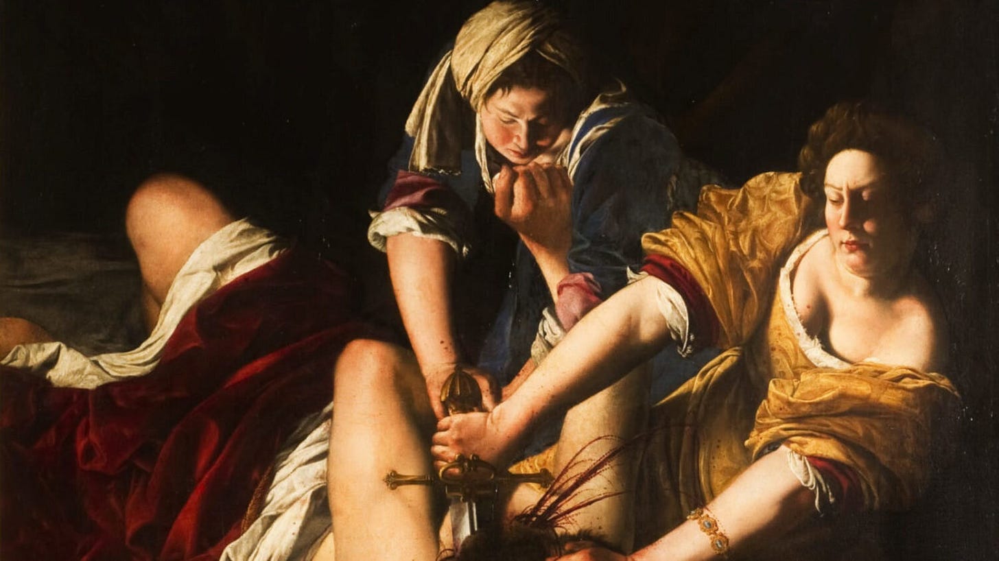 Artemisia Gentileschi,&nbsp;Judith and Holofernes, 1620-21, oil on canvas, 162.5 x 199 cm (Uffizi Gallery, Florence)