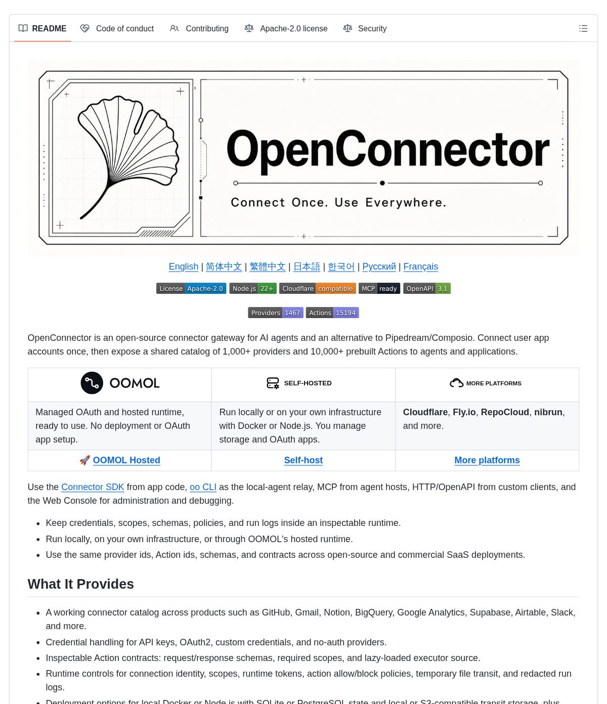 Screenshot or cover image for oomol-lab/open-connector Screenshot or cover image for oomol-lab/open-connector