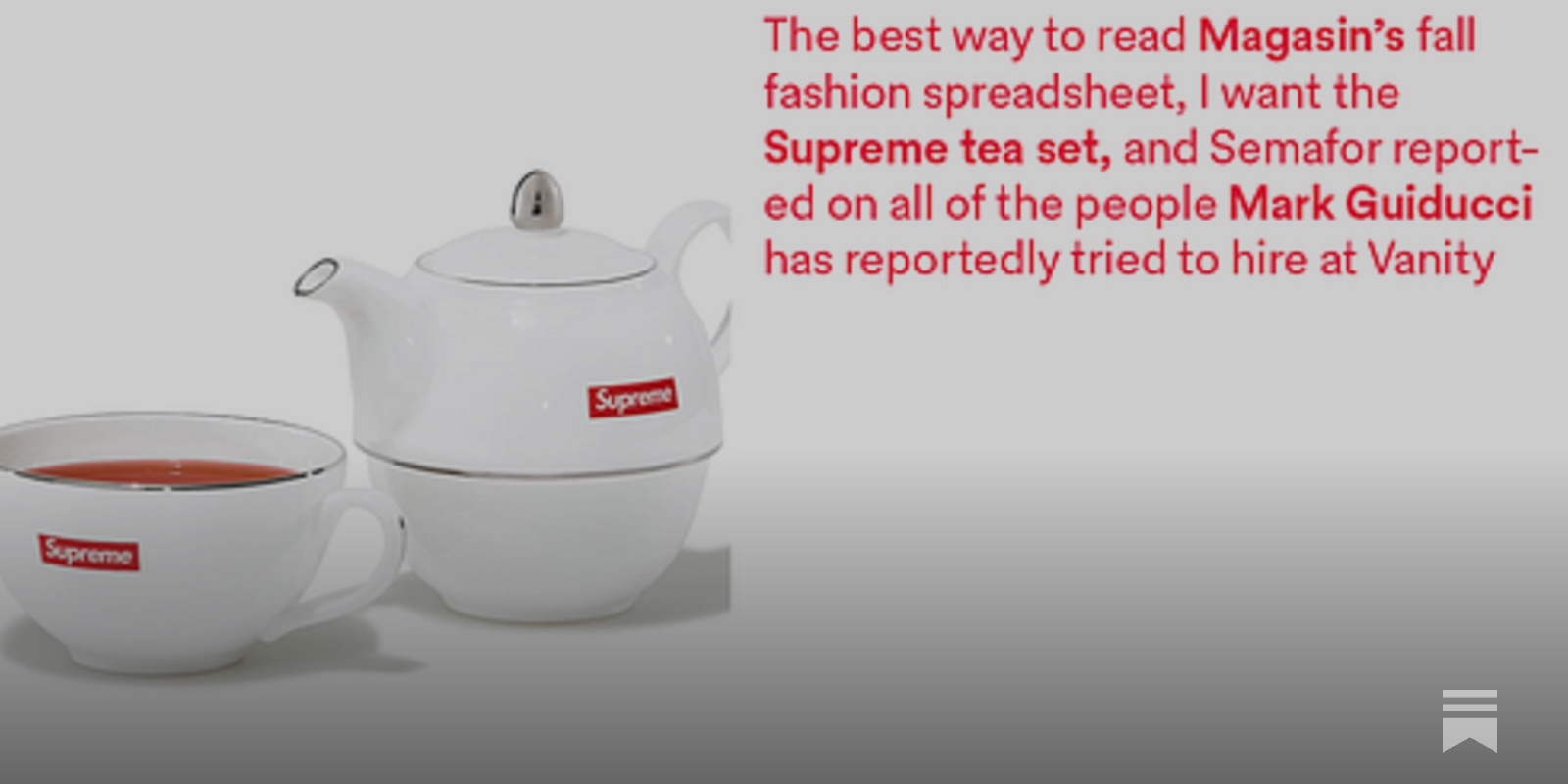 The Supreme tea set could solve male loneliness