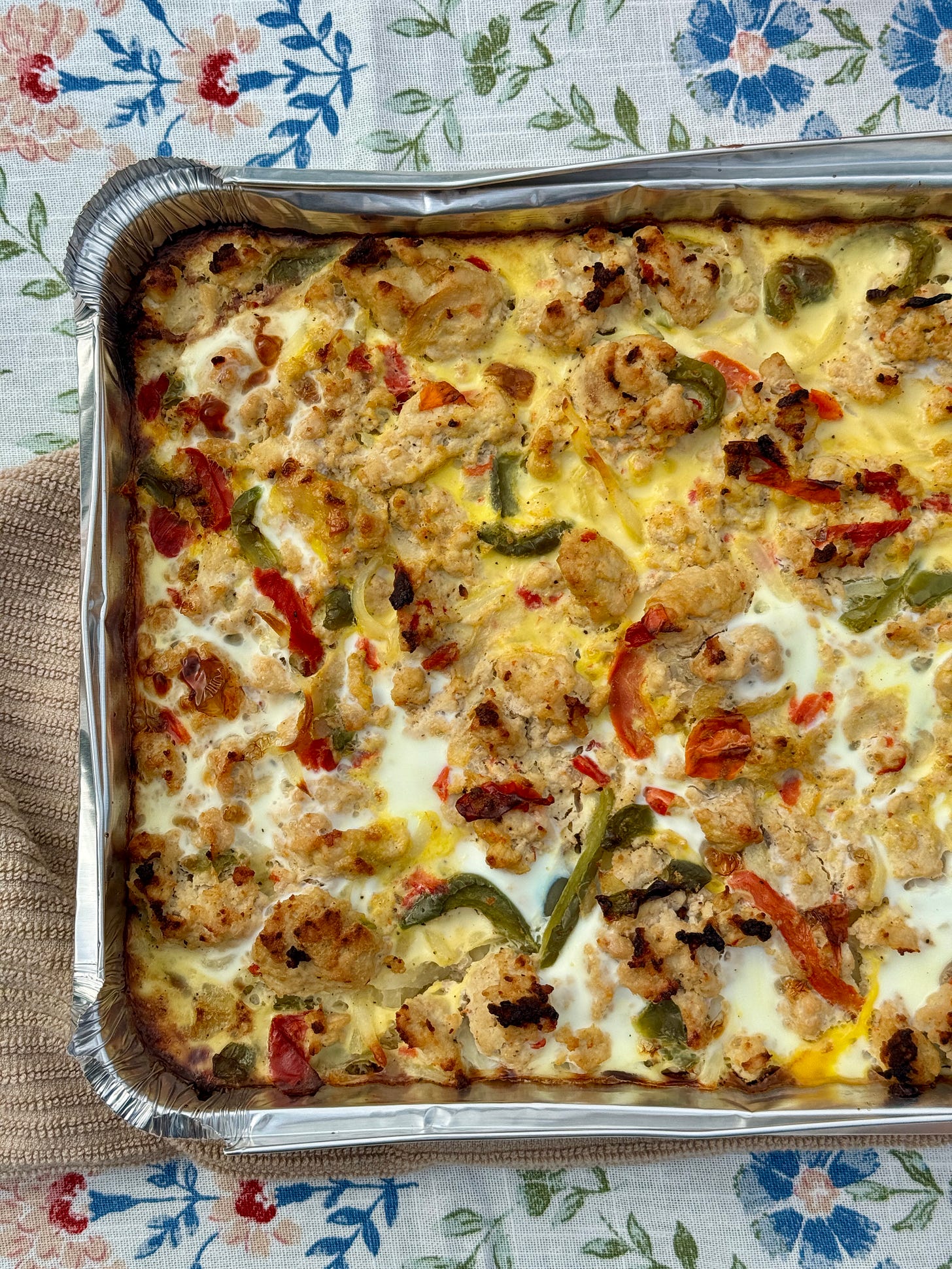 A breakfast casserole that can be prepped ahead of time with ground turkey, eggs, bell peppers, onions, and shredded hashbrowns. Enjoy this dairy-free gluten-free casserole 
