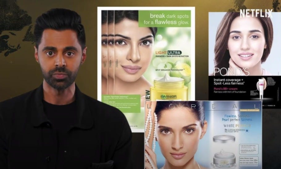Hasan Minhaj speaks about Bollywood stars promoting fairness creams Source: The Federal / Youtube Hasan Minhaj speaks about Bollywood stars promoting fairness creams Source: The Federal / Youtube