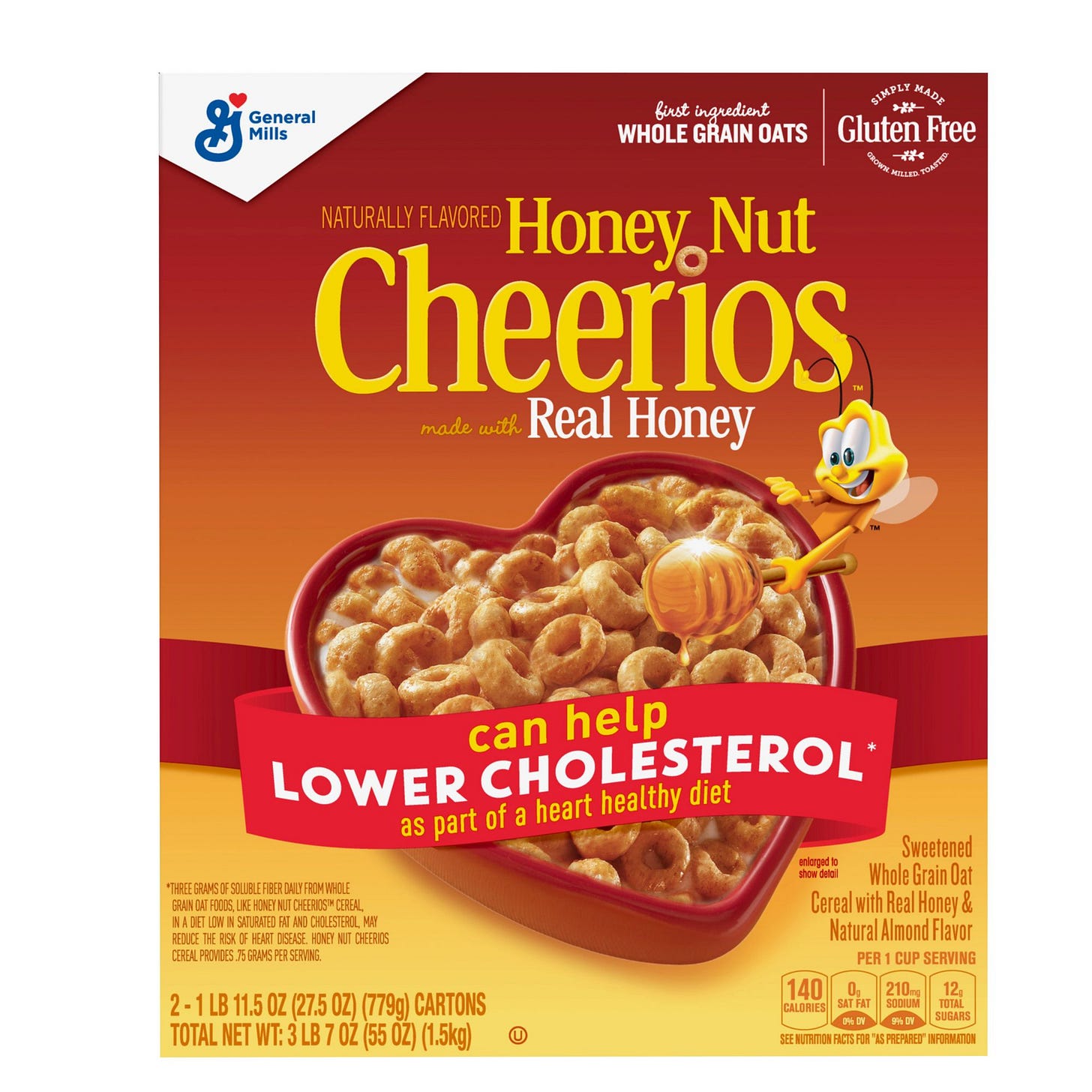 Cheerios Honey Nut Cereal, 27.5 oz Box, 2/Pack