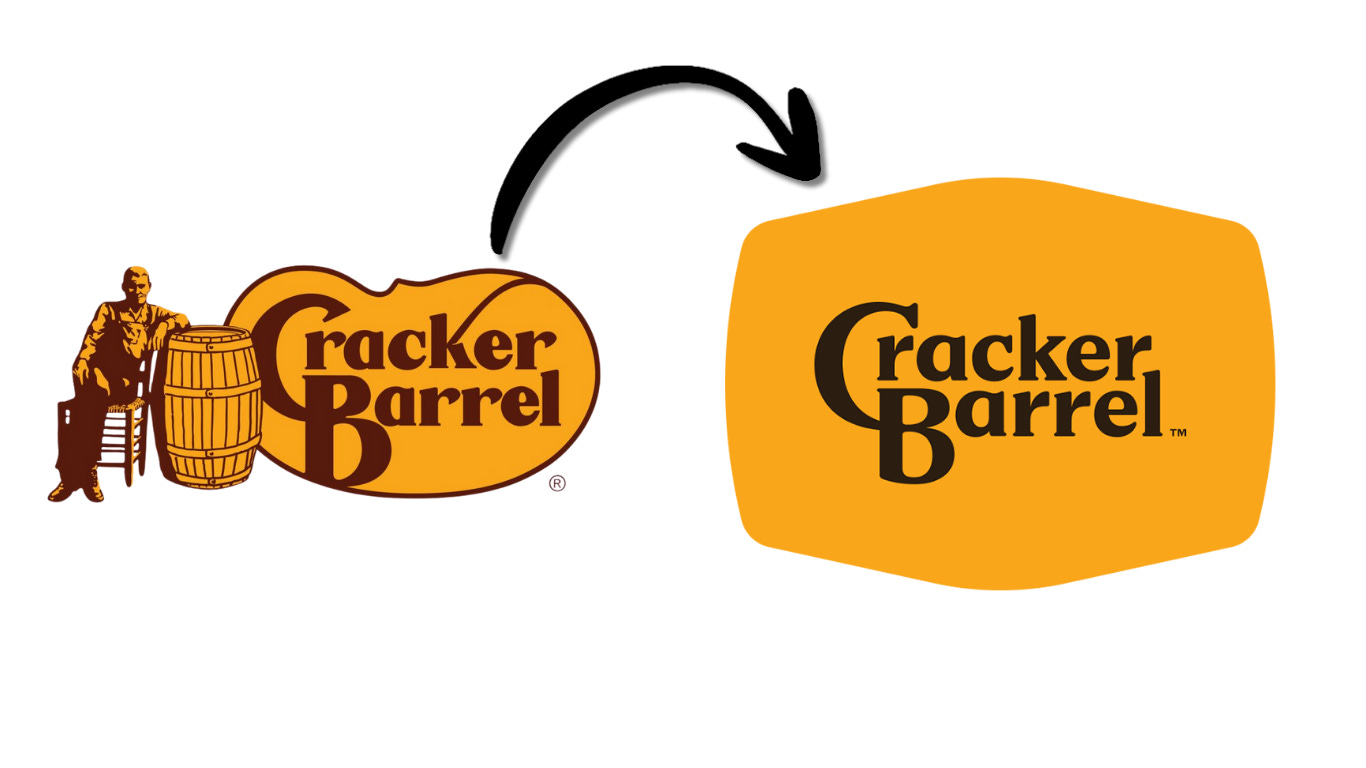 Comparing old Cracker Barrel logo to the new logo