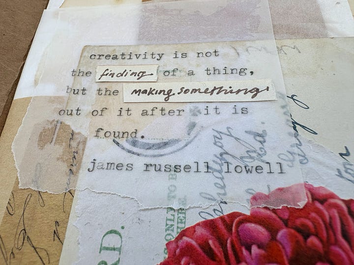 Close up of quote in art journal. 