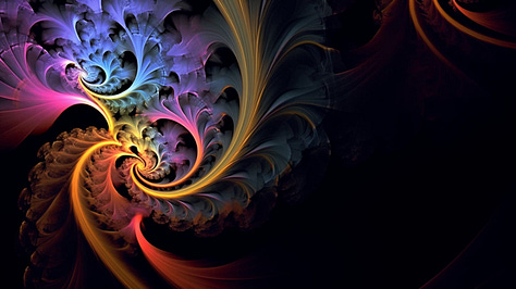 A colorful Julia set fractal with a black background