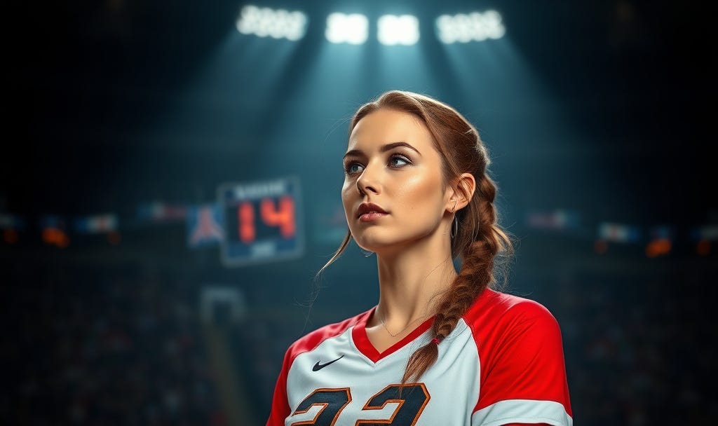 Woman pictured wearing a basketball uniform and scoreboard behind her illustrating the cost of not pursuing inner excellence and living inside the box score Woman pictured wearing a basketball uniform and scoreboard behind her illustrating the cost of not pursuing inner excellence and living inside the box score