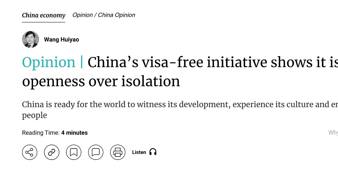 Henry Huiyao Wang: China’s visa-free initiative shows it is choosing openness over isolation