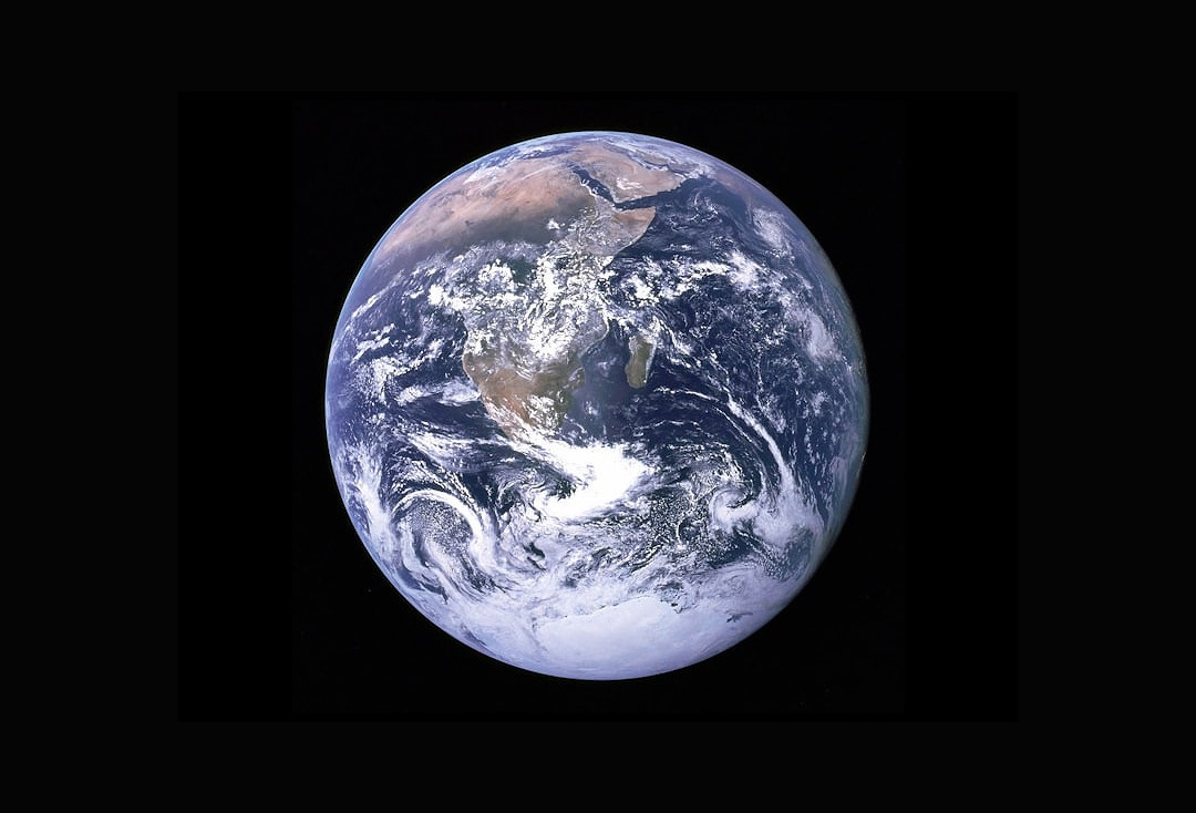 Earth with clouds above the African continent