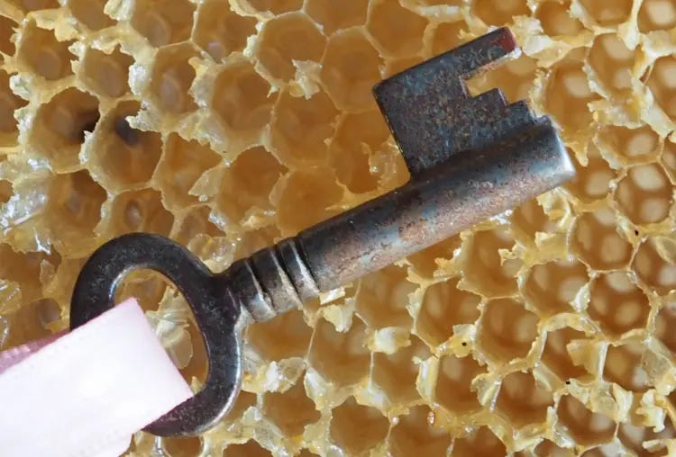 A key is fundamental to the folklore of bees and beekeeping
