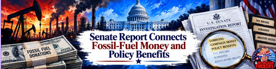 Senate Report Connects Fossil-Fuel Money and Policy Benefits.