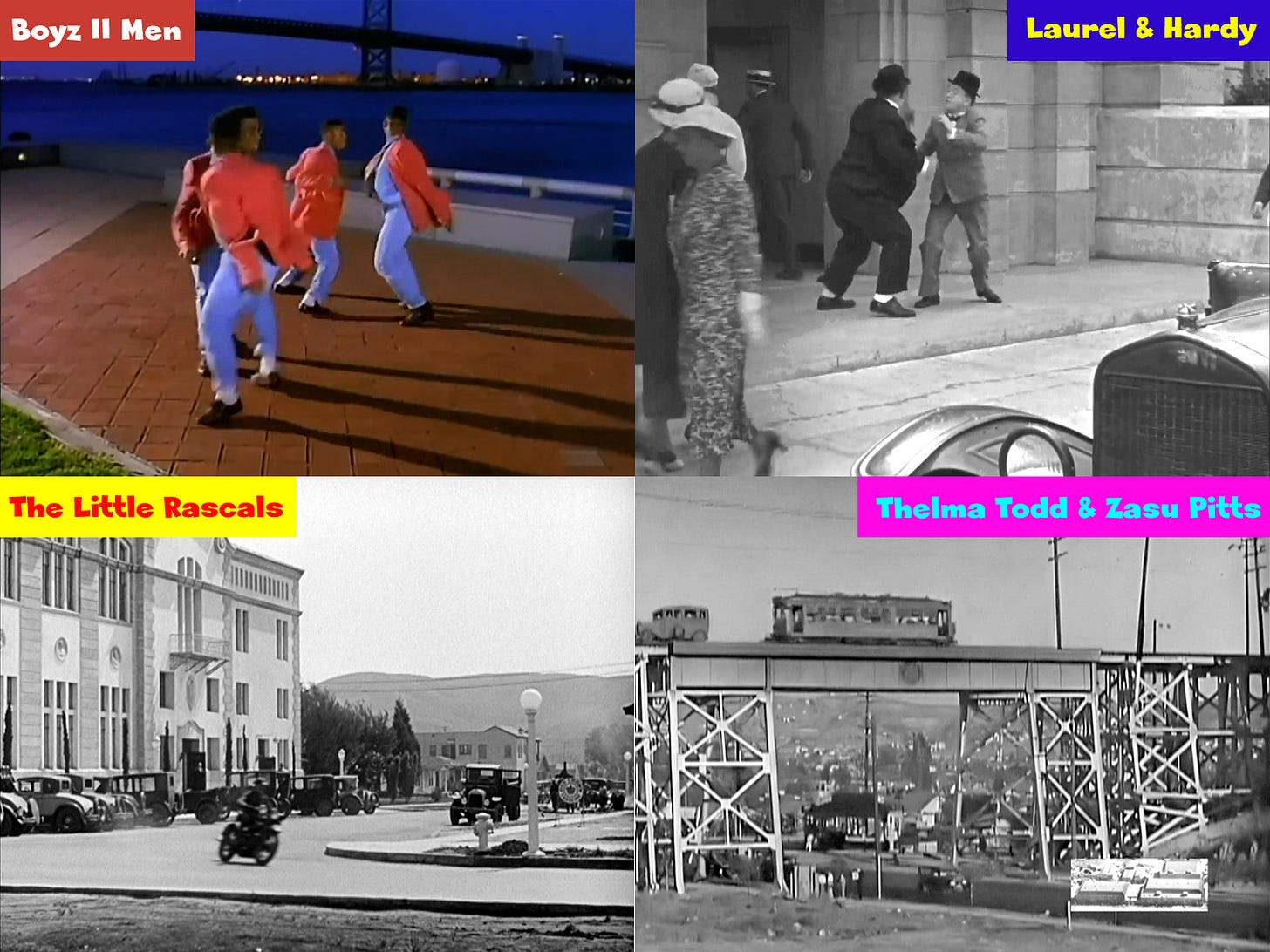 Filming locations then and now Boyz II Men music video Motownphilly, Laurel and Hardy movie film location Going Bye-Bye, The Little Rascals movie location Small Talk.