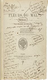 The first edition of Les Fleurs du mal with author's notes