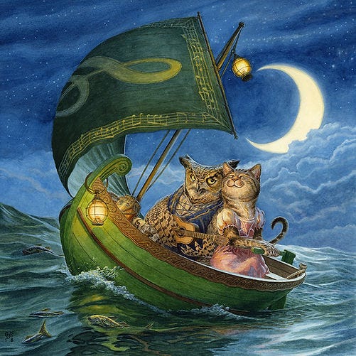 The Owl and the Pussy-Cat Chris Dunn Illustration Nursery Rhyme Art The Owl and the Pussy-Cat Chris Dunn Illustration Nursery Rhyme Art