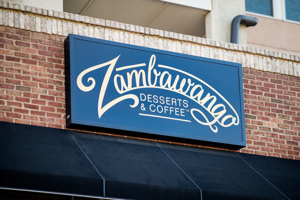 The sign for Zambawango. The sign for Zambawango.