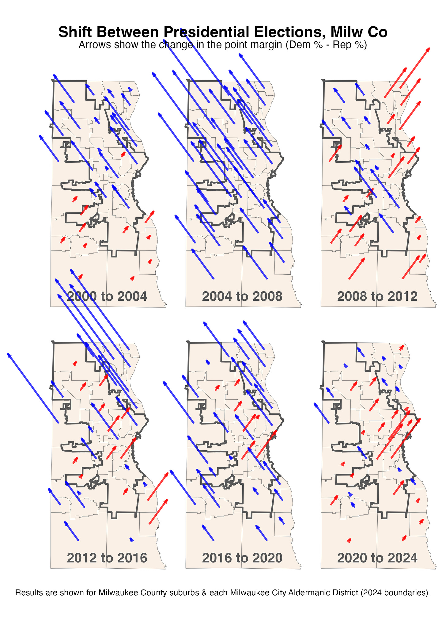 maps showing the shift in vote from one presidential election to another