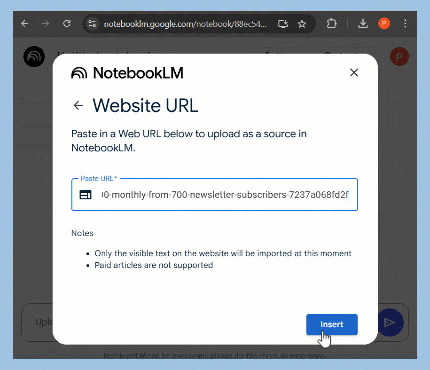 What does the Chat section in NotebookLM reveals