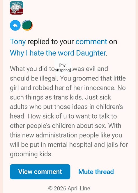 Screen Caps of unhinged comments on substack posts