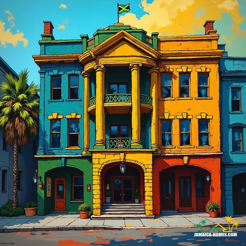 illustations representing The Jamaican Embassy represents Jamaica's official presence in foreign nations, serving as a vital link between the Jamaican government and the host country. These embassies provide services such as consular support, visa processing, and assistance to Jamaican citizens abroad, fostering connections with the diaspora while promoting Jamaica's cultural, economic, and political interests. Embassies are instrumental in encouraging foreign investment, including real estate, by showcasing opportunities in Jamaica's property market and facilitating partnerships. Globally, Jamaican embassies engage in diplomacy to strengthen bilateral relations, advance trade, and highlight Jamaica's contributions to international culture, tourism, and business. They often serve as cultural hubs, organizing events that celebrate Jamaican heritage and cuisine, further solidifying ties with the global community. In the context of real estate, embassies play a role in attracting diaspora investments, facilitating property transactions, and supporting infrastructure projects that bolster national development.