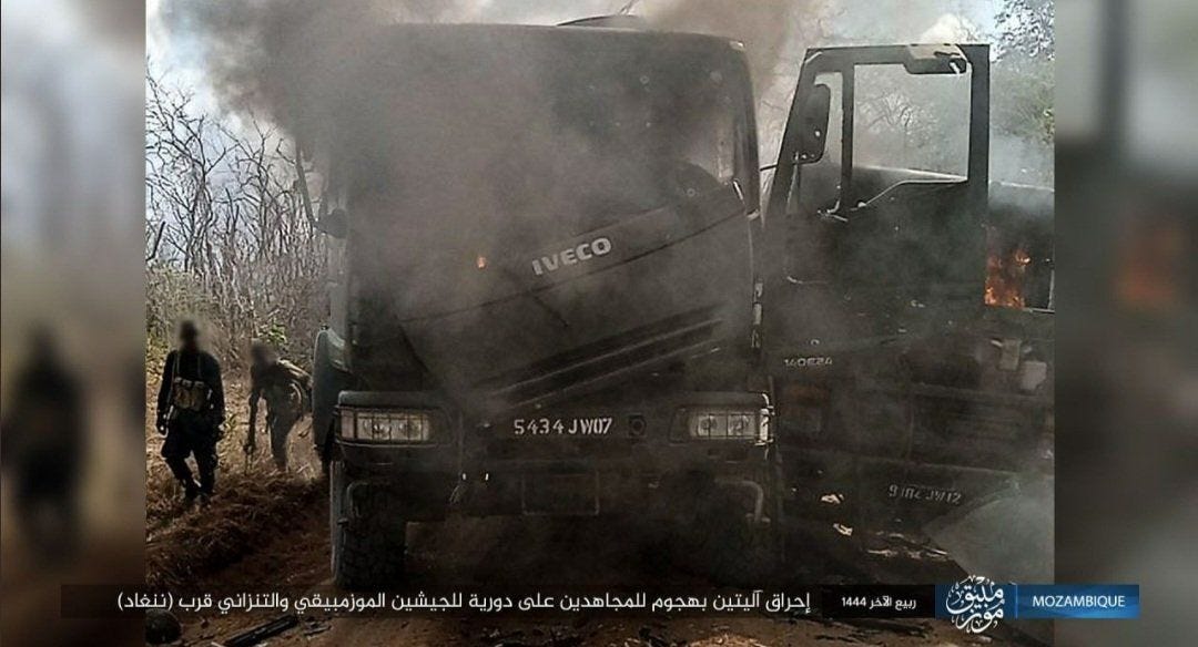 Mozambique: Islamic State affiliate insurgents post details of a November 15 ambush on Tanzania People's Defence Forces military convoy near Mungano, Nangade district