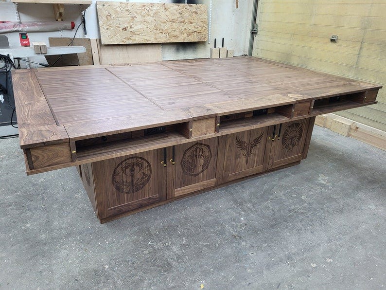 Dungeons & Dragons Role Playing Gaming Table With Individual Player Stations, Digital Map Display, LED Lighting, Drawers, Cabinet Storage. image 2