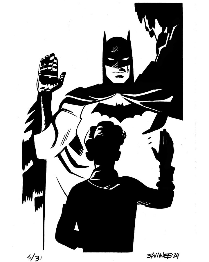 Batman, comics, drawing, shadows