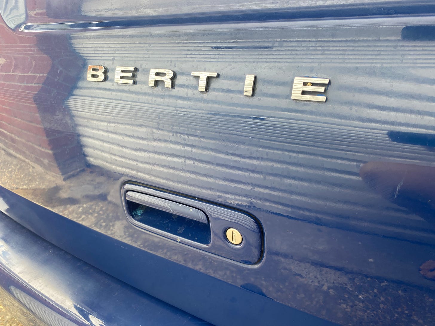 BERTIE wording on the back of the campervan