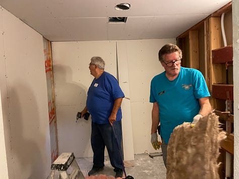 Photos of some of the major work the guys have been doing completely gutting and repairing some restrooms.