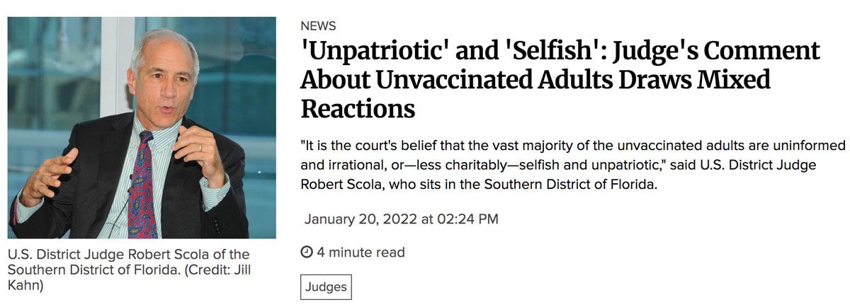 Judge: Unpatriotic and Selfish Judge: Unpatriotic and Selfish
