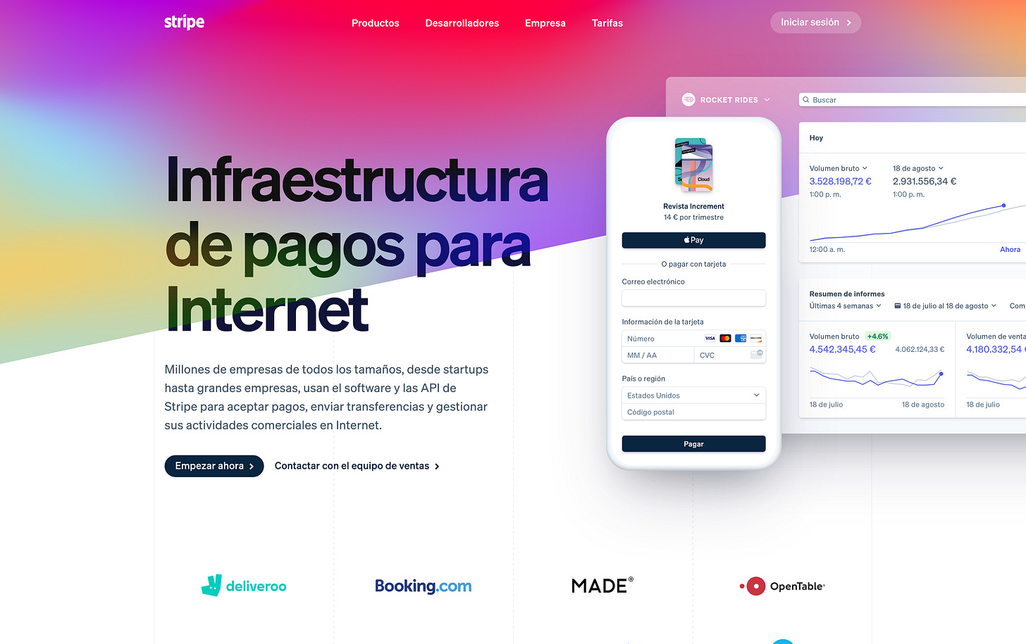 Captura de pantalla de Stripe.com