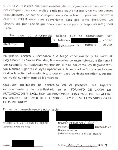 Screenshots of redacts examples of the exposed files, Image 1 shows a student card, Image 2 an insurance card and Image 3 a liability waver.