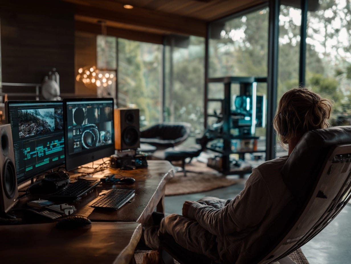AI image of man doing video editing