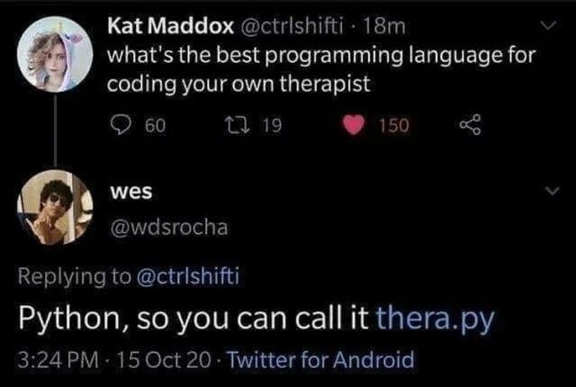 r/ProgrammerHumor - therapyButMakeItPython