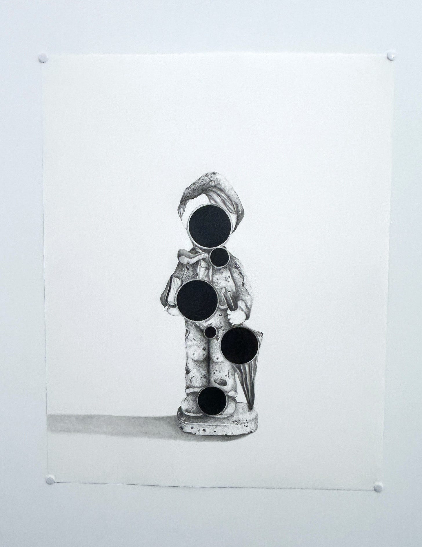 An illustration of a boy with large black holes all over his body. An illustration of a boy with large black holes all over his body.