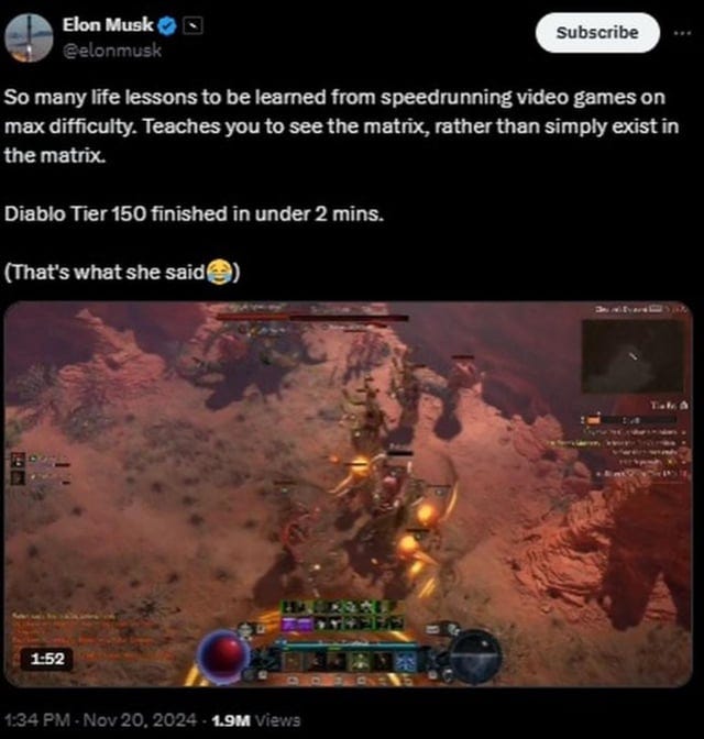 r/diablo4 - Elon musk bragging about “speedrunning” tier 150. Even though he could only do it because of the bug 😂 r/diablo4 - Elon musk bragging about “speedrunning” tier 150. Even though he could only do it because of the bug 😂