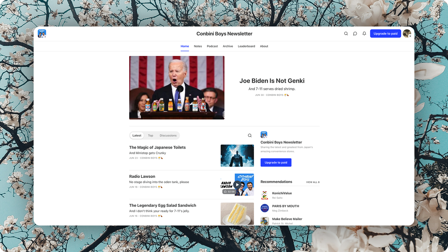 Home Page of Conbini Boys Newsletter