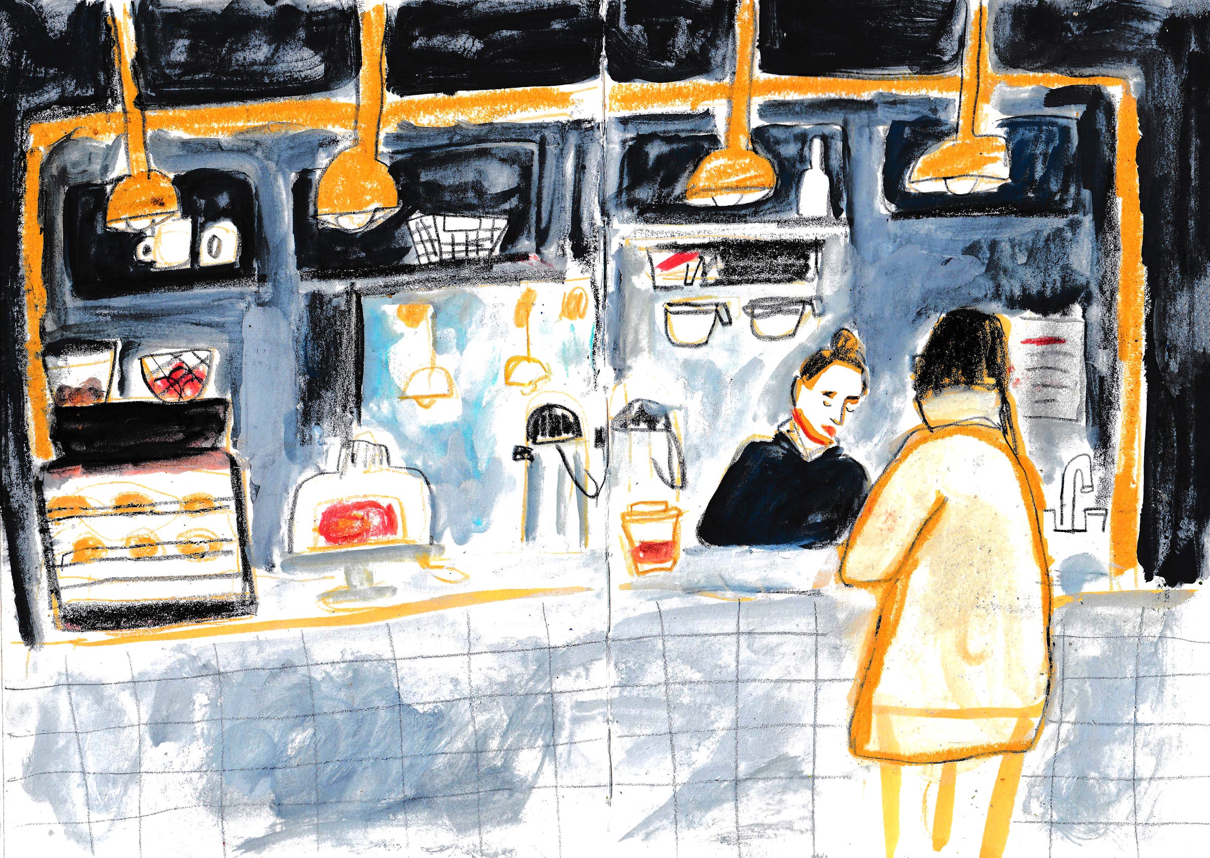 coffee shop illustration by Beth Spencer