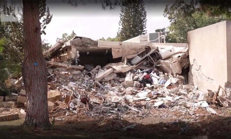 The rubble of a flattened building The rubble of a flattened building